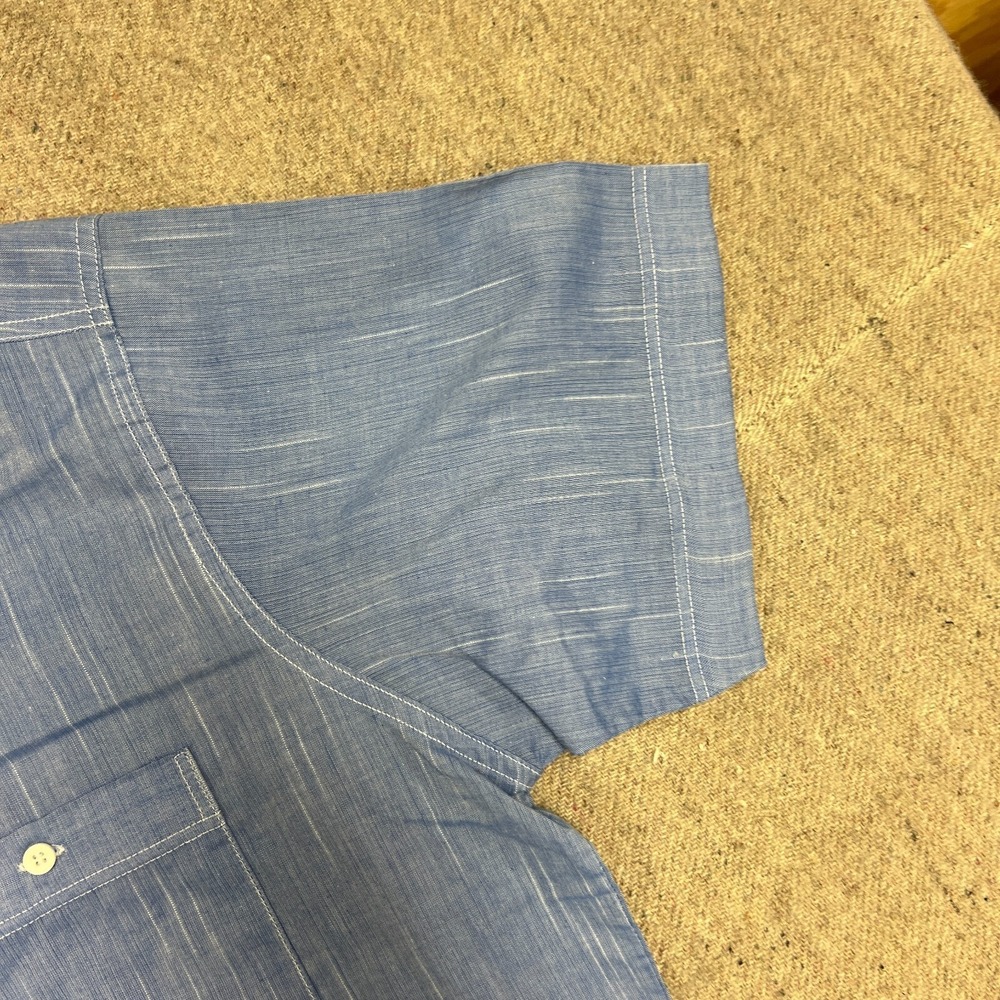 Vintage IMiller Chambray Button Up Shirt Mens‎ XL Blue 1970s Short Sleeve - Picture 4 of 11